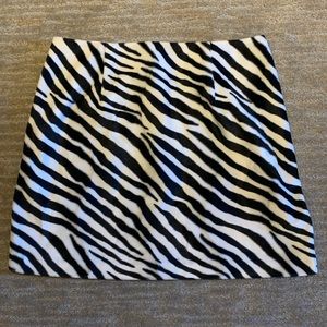 Vintage M Collection Zebra Print Black & White Faux Fur Mini Skirt Waist 28”
